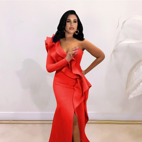 New sexy one-shoulder slim dress dress skirt QY5071