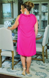 V-neck big skirt with wooden ears plus size women's dress W9309