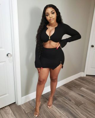 Fashion sexy zipper flared sleeve skirt suit two-piece suit YF8030