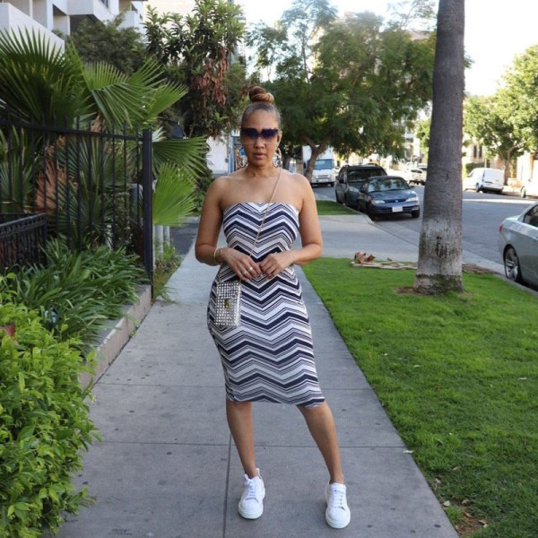 Regular striped sexy fashion bag hip dress W9300