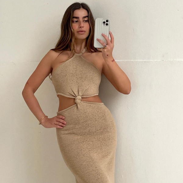 New Halter Halter Sexy Holiday Hollow Slim Dress JY21056