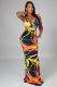 New Sexy Sleeveless Vest Sling Tie-Dye Printed Dress L6296
