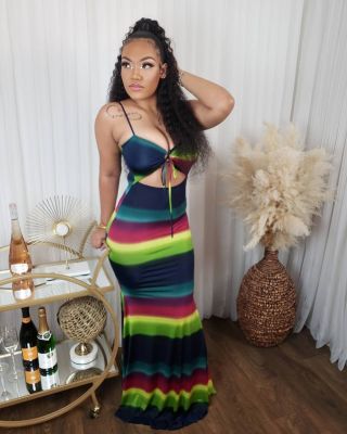 New women's clothing tie-dye suspenders fashion sexy dresses XS6063