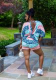 Hot style open back tie-dye with pockets bat sleeve casual suit MH2035