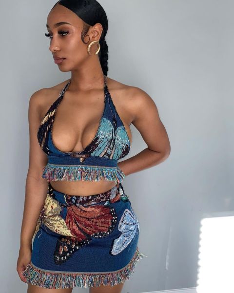 Fashion casual tassel positioning printing trend two-piece short skirt suit Y7024