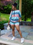 Hot style open back tie-dye with pockets bat sleeve casual suit MH2035