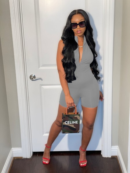 Sexy naked back crossover camisole jumpsuit L2612