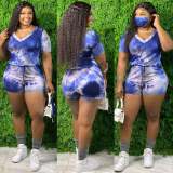 Explosive hot sale tie-dye fat lady plus size zipper jumpsuit MH2033