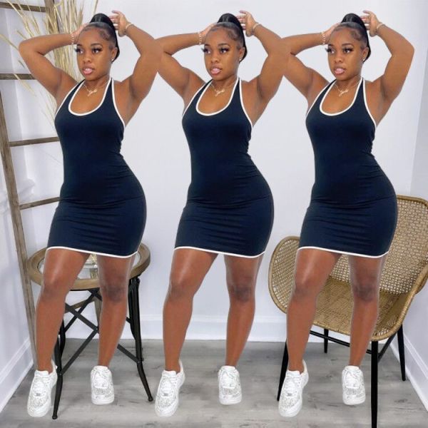 Women's casual camisole solid color dress Y8082
