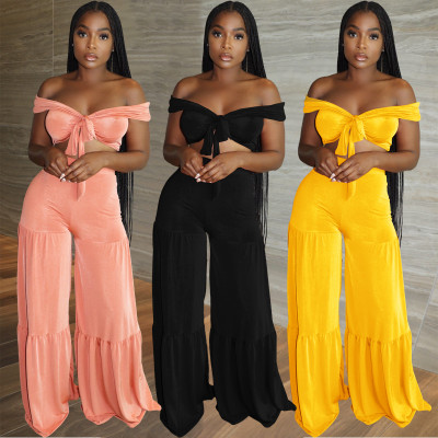 Glossy Korean velvet solid color wide-leg suit BN177