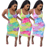 New sexy tie-dye printed dress MH2032