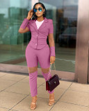 Fashion casual suit stitching organza two-piece suit L6292