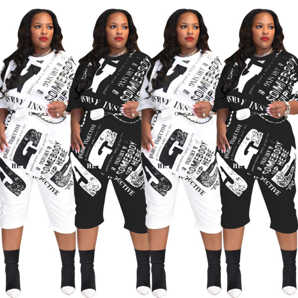 Fashion casual digital printing women's two-piece suit TH225