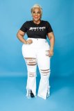 Simple and versatile letter printed T-shirt L2167