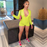 Sexy bare chest solid color long-sleeved small pit strip jumpsuit TY00002