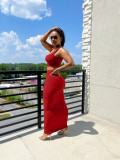 Sexy casual solid color vest suit DL88001