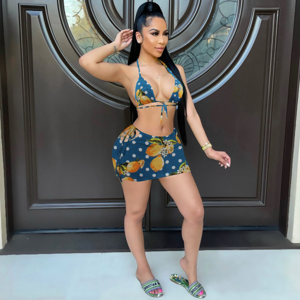 Fashion sexy printed halterneck two-piece swimsuit swimsuit JH 259