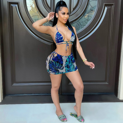 Fashion sexy printed halterneck two-piece swimsuit swimsuit JH 259