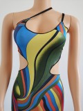 Fashion slanted shoulder open back slim fit display bag hip dress K21D03576