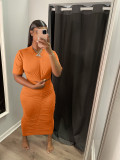 Women's solid color pleated dress JR3640