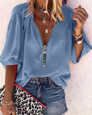 Women's solid color long-sleeved top Y5199