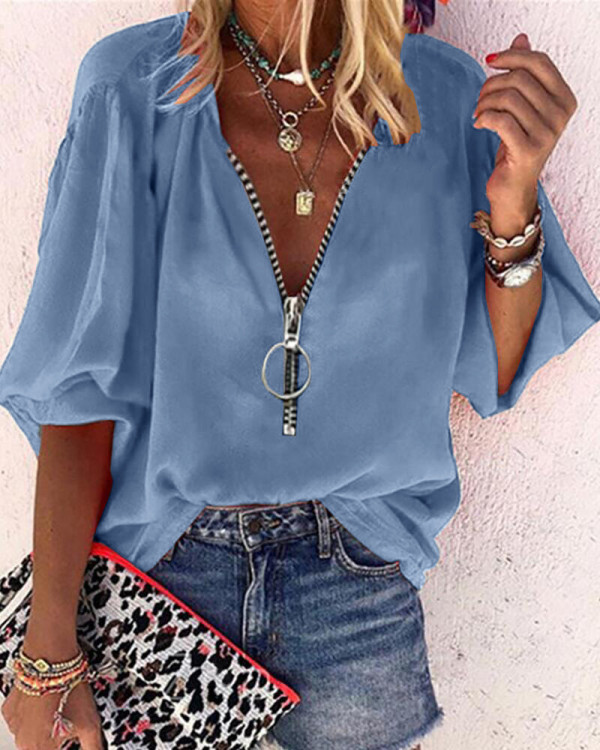 Women's solid color long-sleeved top Y5199