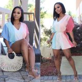Summer short-sleeved jumpsuit positioning printing Y5150