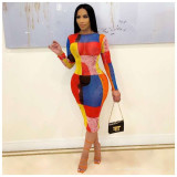 Fashion digital printing net yarn dress Y5197
