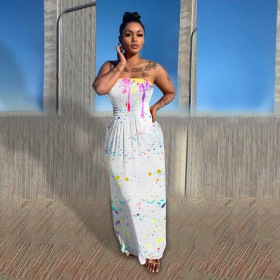 Inkjet positioning printing dress plus size women's clothing JR3615