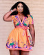 Positioning burnt flower dress plus size women's clothing JR3616