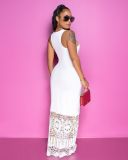 Lace solid color long dress plus size women's clothing JR3609