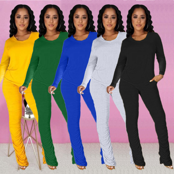 Casual suit trousers drawstring pile trousers two-piece suit ZH8558