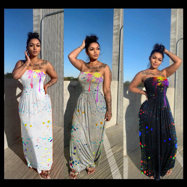 Inkjet positioning printing dress plus size women's clothing JR3615