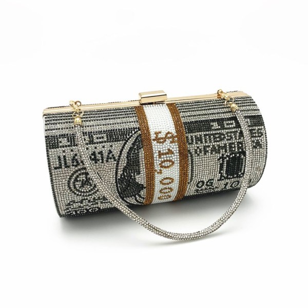 Fashion Full Diamond Cylinder Dollar Shoulder Bag Women Hangbag  CL0099