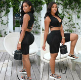 Sexy Slim Fit Sleeveless Shorts Two Piece Set LS6455