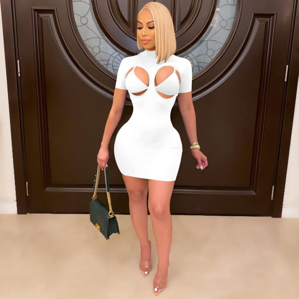 Women's sexy tight-fitting dress, half-high neck underwear, outer wear nightclub dress suit W8204-1
