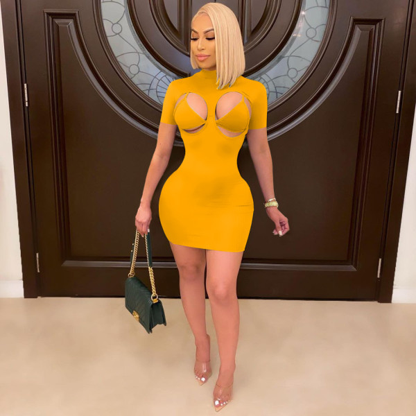Women's sexy tight-fitting dress, half-high neck underwear, outer wear nightclub dress suit W8204-1