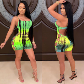 Digital Printed Jumpsuit Sexy Halter Halter Women's Nightclub Style One-piece W8211-1