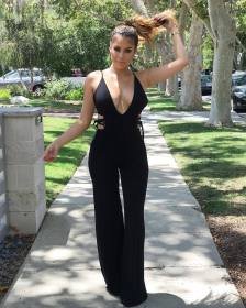 New product sexy suspender lace-up jumpsuit LS6004