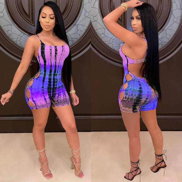 Digital Printed Jumpsuit Sexy Halter Halter Women's Nightclub Style One-piece W8211-1