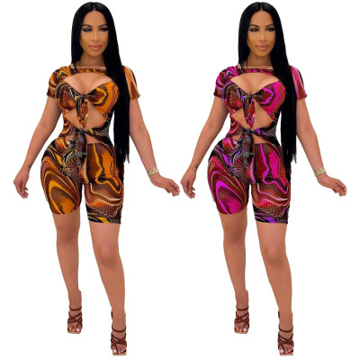 Women's printed slim fashion sexy jumpsuit YM-8610