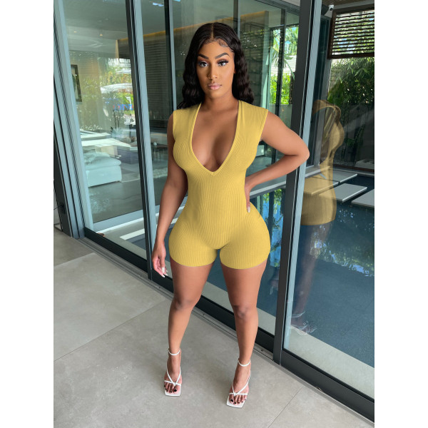 Women's Hang Strip Sleeveless One-Piece Shorts Sexy Slim Nightclub One-Piece Women W8213-1