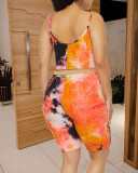 Two-piece leisure two-piece tie-dye printed pineapple pattern vest Q2041