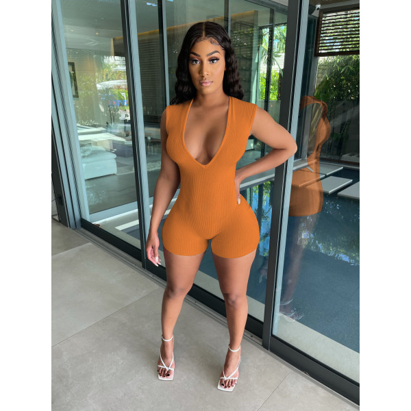 Women's Hang Strip Sleeveless One-Piece Shorts Sexy Slim Nightclub One-Piece Women W8213-1