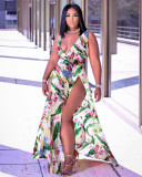 Sexy printed plus size split tank top jumpsuit culottes Q2042
