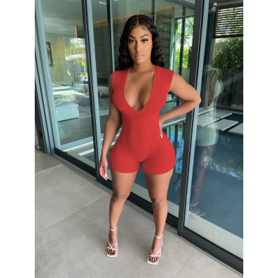 Women's Hang Strip Sleeveless One-Piece Shorts Sexy Slim Nightclub One-Piece Women W8213-1