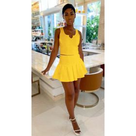 Fashion leisure sexy sports vest culottes two-piece solid color nightclub style suit D88110