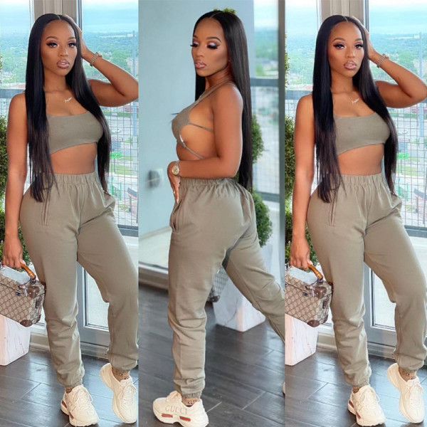 New women's halter waistcoat, trousers, casual sweater, two-piece suit, women K21S04365