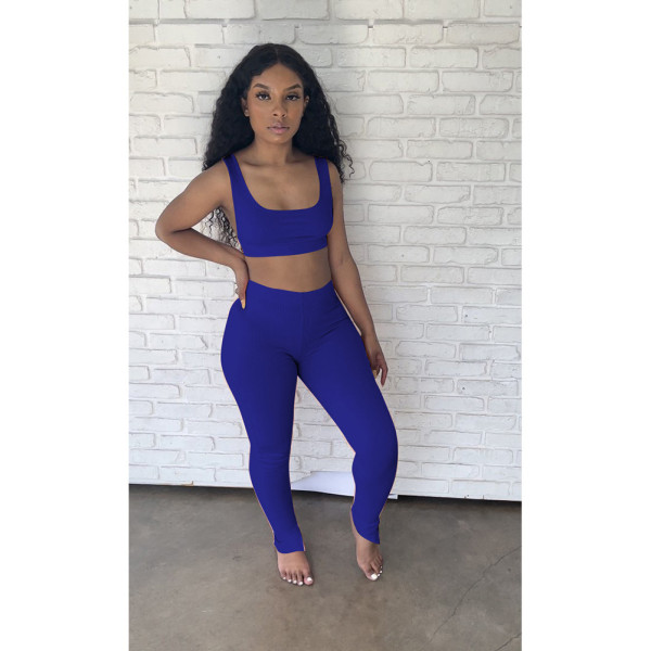 Sports vest sleeveless suit solid color two-piece suit D88111