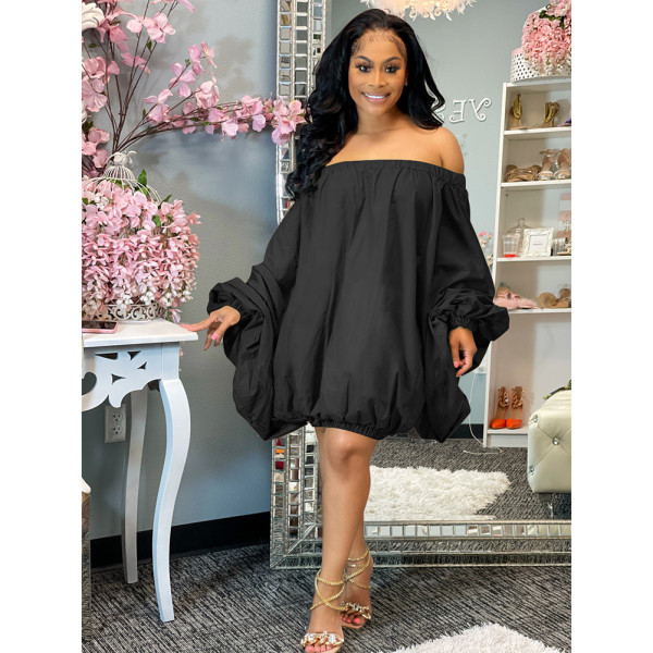 New street fashion loose short skirt solid color strapless dress D88117